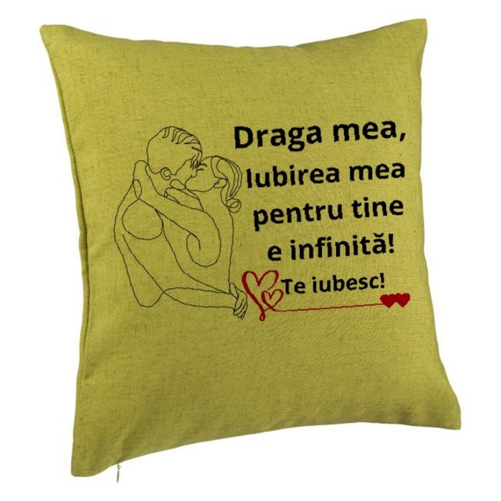 Lover Gift dekoratív párna 1. üzenettel, 40x40 cm, zöld, levehető huzat, fújtató