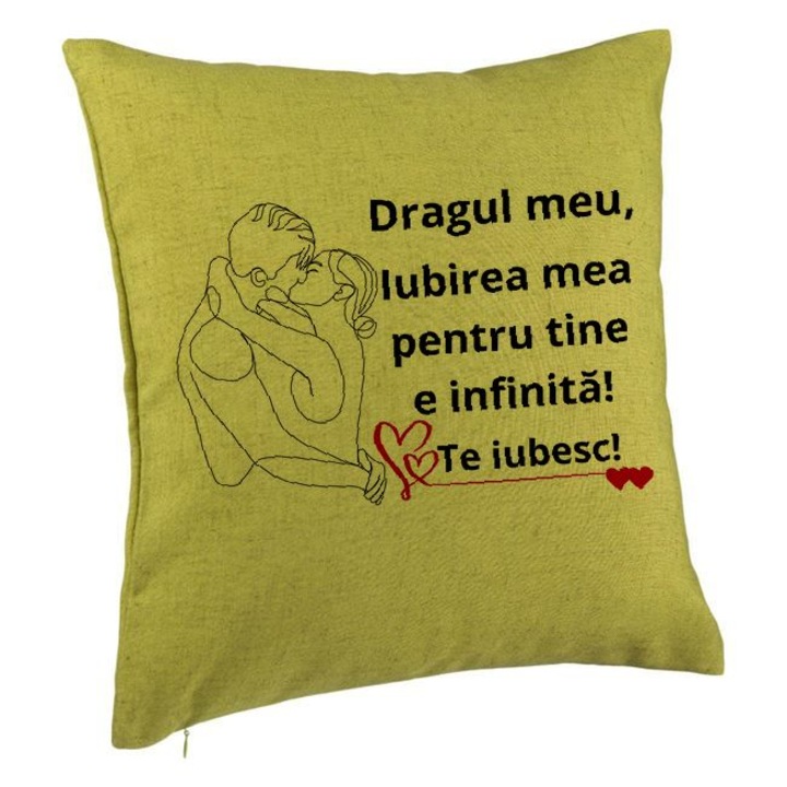 Lover Gift dekoratív párna 1. üzenettel, 40x40 cm, zöld, levehető huzat, fújtató
