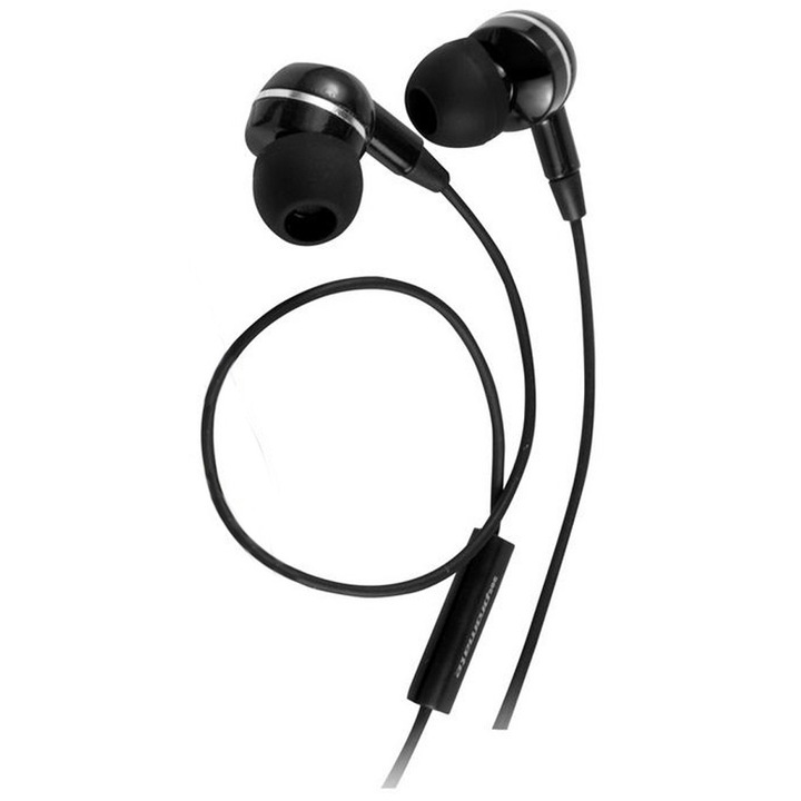 Casti stereo cu microfon, Promate Earmate, Negru