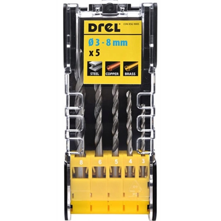 Set Burghie Pentru Metal, Condor, Diametru Burghiu 3.00 8.00 mm, Material Otel Rapid, Tip De Prindere Prindere Cilindrica, Unghi Varf 118°, 5 Buc