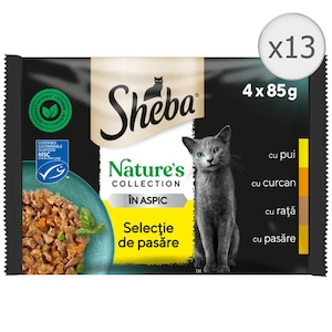 Hrana umeda pentru pisici, Sheba Nature's Collection, Carne pasare in aspic, 52 x 85g