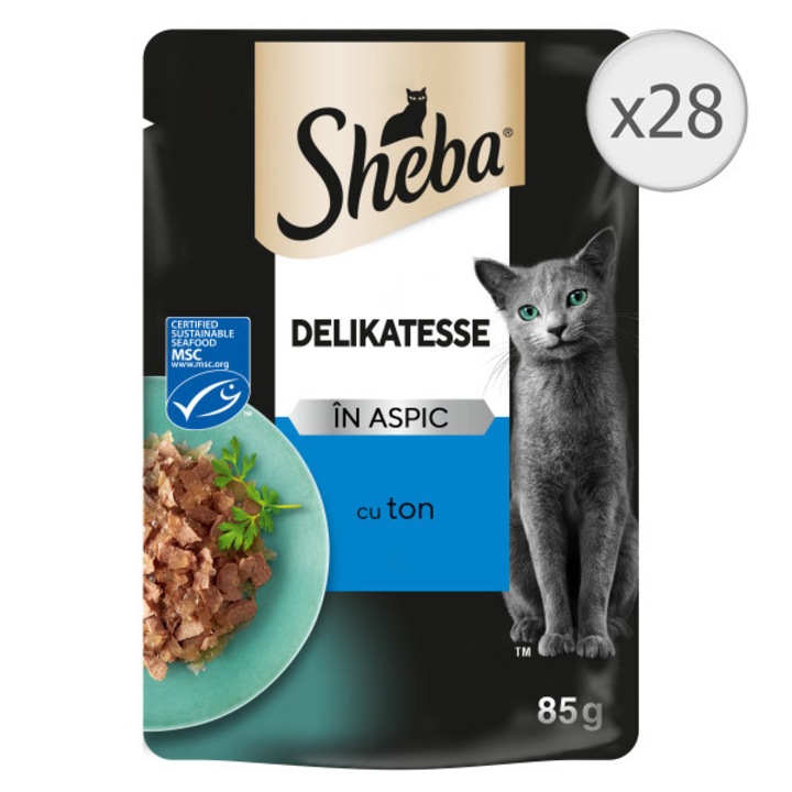 Sheba nedves táp felnőtt macskáknak, Tonhal szószban, 28x85 g