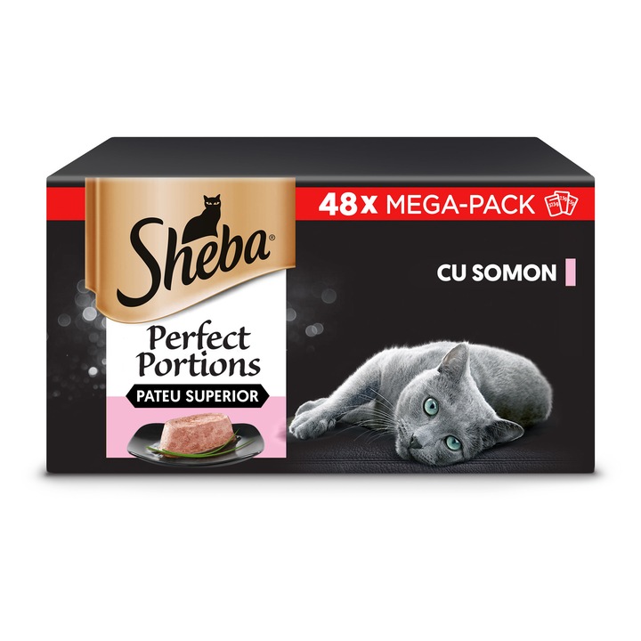 Мокра храна за възрастни котки, Sheba Perfect Portions, Със сьомга, В сос, 48 x 37.5 гр
