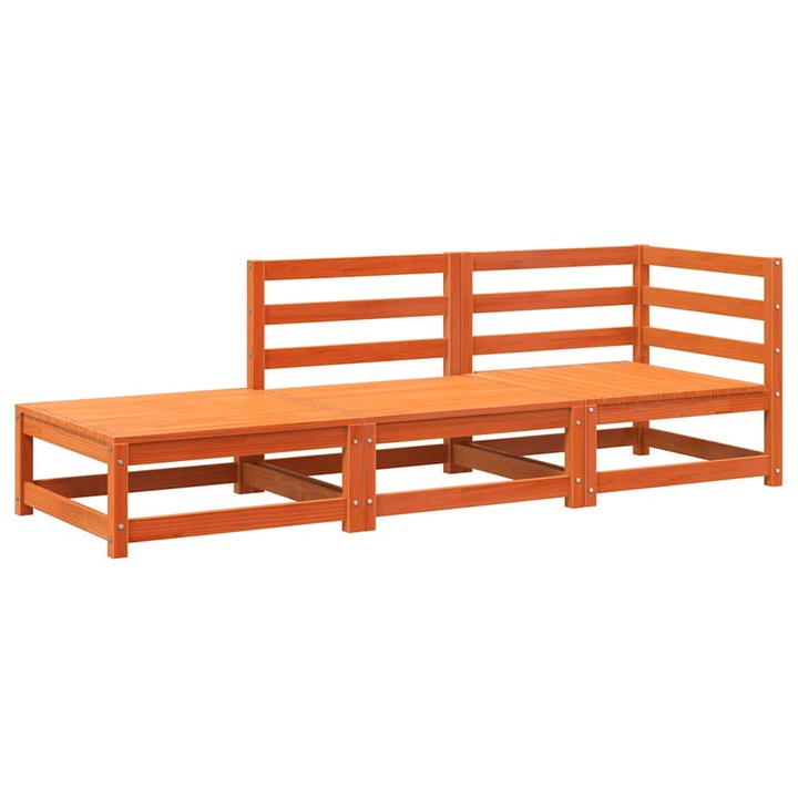 Градински диван с табуретка vidaXL, 2-местен, Восъчнокафяв, Бор масив, 23.15 Kg