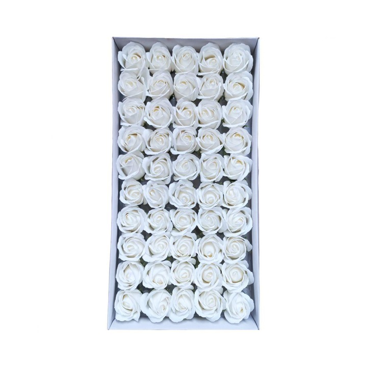 Set 50 trandafiri sapun, alb, Promerco®