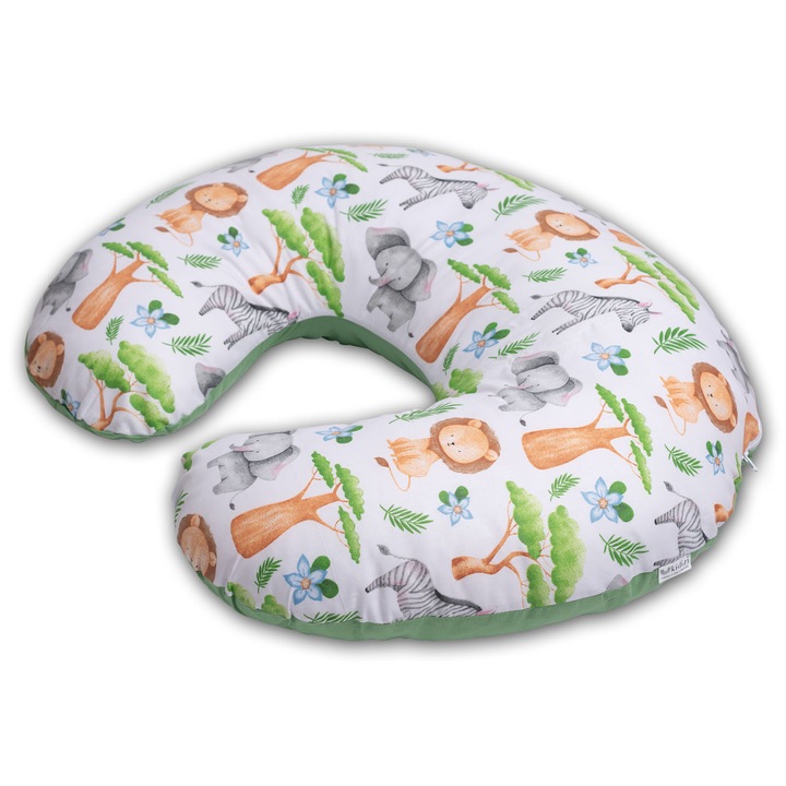 Perna pentru alaptare multifunctionala 3 in 1 Kidizi® Celia Safari, poate fi utilizat ca si suport tummy time si fotoliu bebe