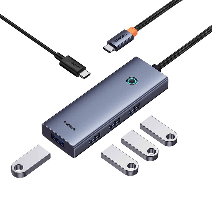 Хъб тип C към 4 x USB 3.0, тип C - Baseus UltraJoy Series (B00052801811-01) - сив