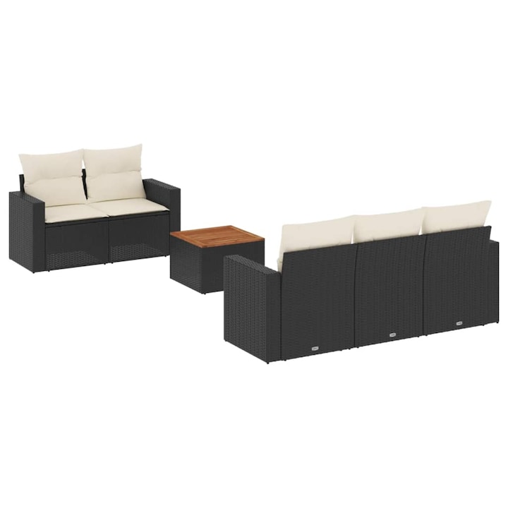 vidaXL 6 részes fekete polyrattan kerti ülőgarnitúra párnákkal 27.78 kg 3224005