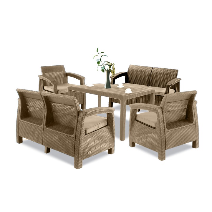 Set mobilier de gradina duo Keter Corfu Fiesta II cu masa de melodie
