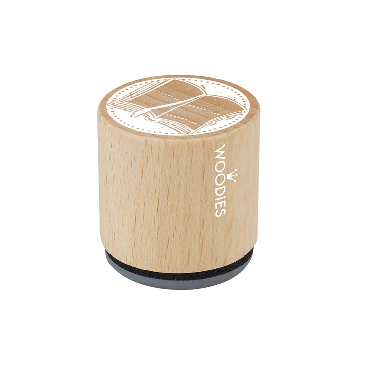 Stampila lemn carte, 30 mm, Woodies