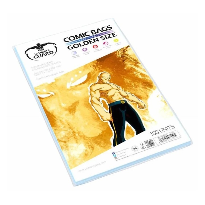 100 tartozékot tartalmazó készlet Ultimate Guard, Comic Bags, Resealable, Golden Size