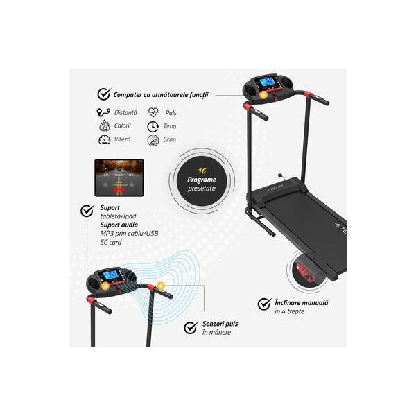 Бягаща пътека TECHFIT MT95N, максимална мощност 2,5 к.с., тегло на ...