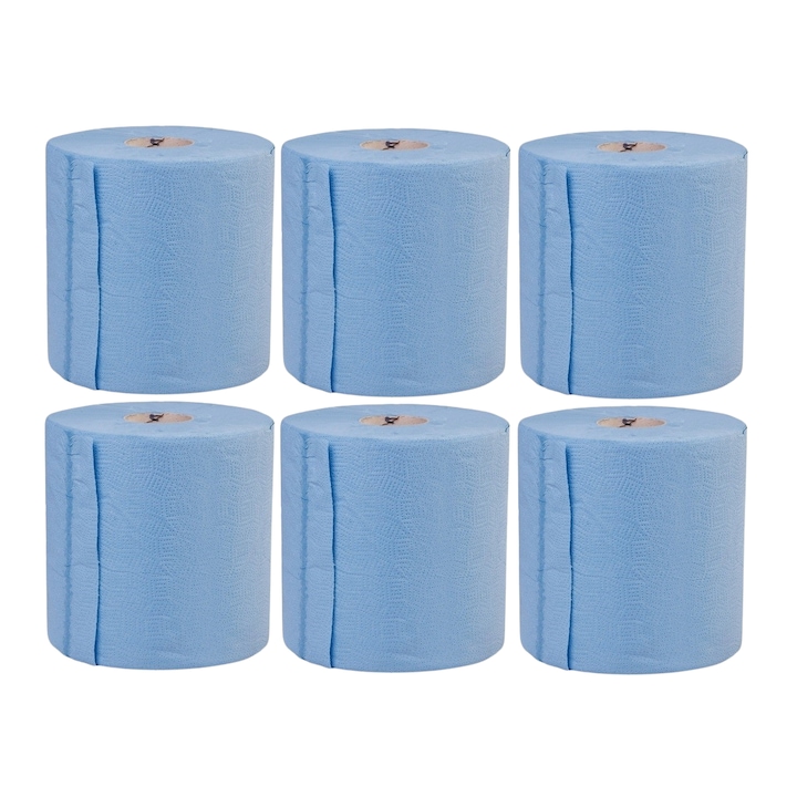 Set 6 role de hartie profesionala MADDOX 1008s, 2 straturi, albastru, celuloza