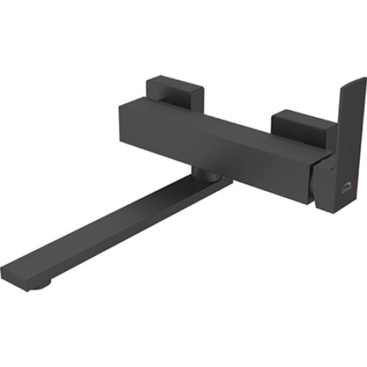 Konyhai csaptelep, Laveo BLQ 780V, falra szerelhető, matt fekete