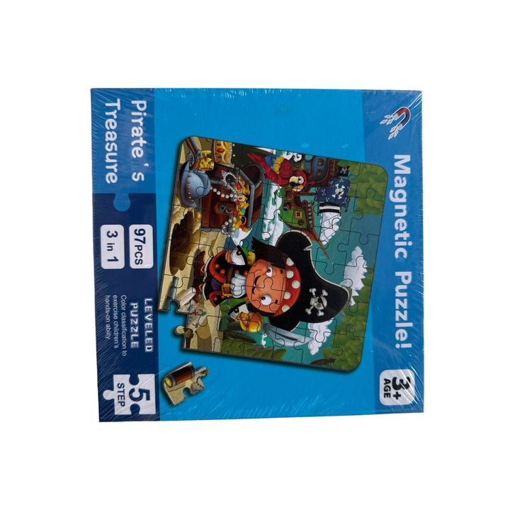 Kalózok mágneses puzzle, 3 az 1-ben, 97 darab