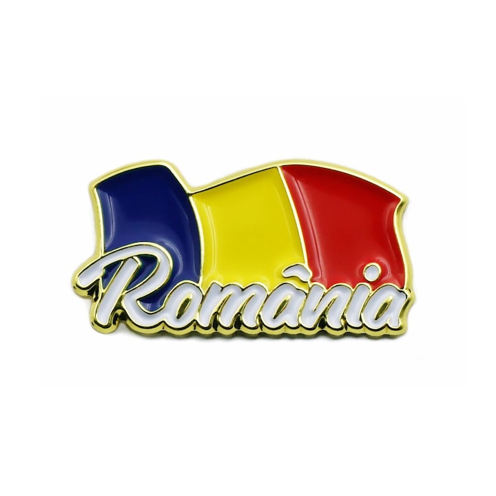 Insigna Metalica de Rever Steag Tricolor Drapel Romania, 22 x 11, 7 mm Simbol al Mandriei Nationale