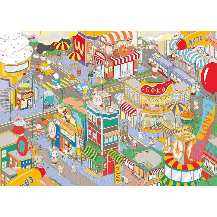 Puzzle Orasul animalelor, 1000 piese, joc de familie