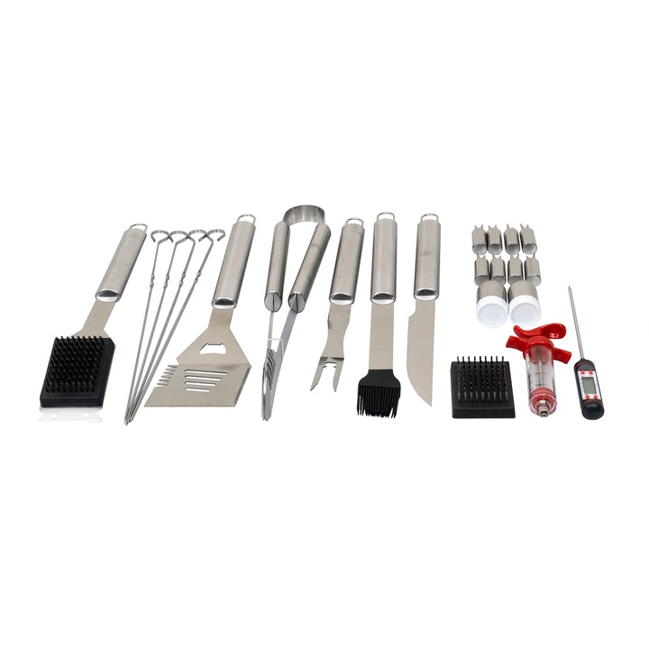 Set 24 piese din inox, pentru gratar plus borseta depozitare / ZTS 8325