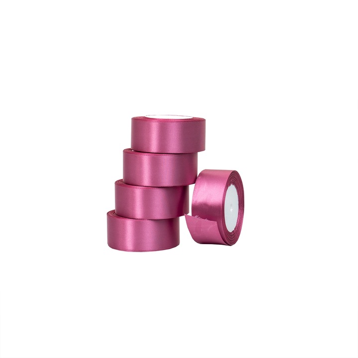 Сатенена лента, 4 см х 22 м, 5/ комплект, лилав цвят, BSP / SL195_118