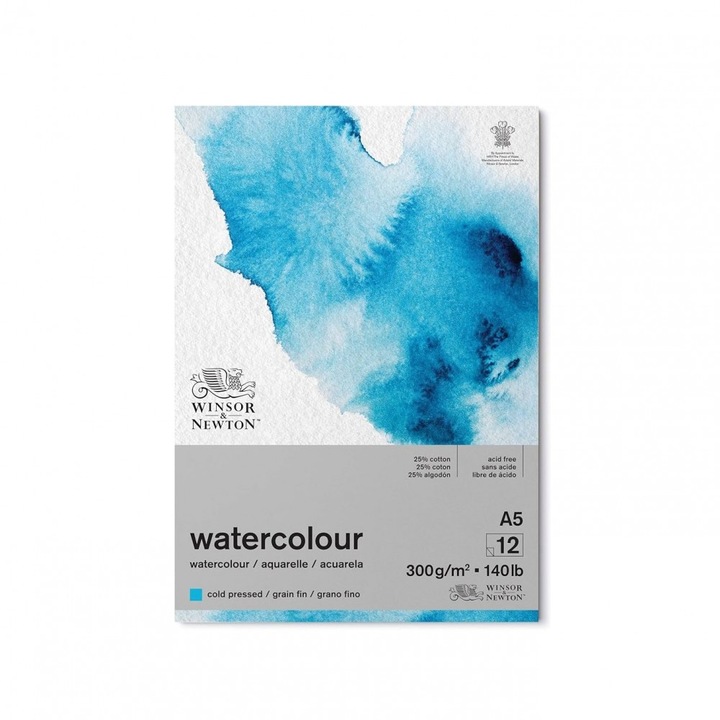 Bloc hartie pentru acuarele Winsor and Newton - 12 coli A5 - 300g/m2