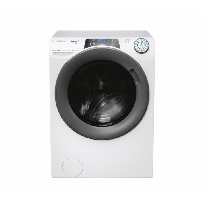 Candy RP 496BWMR8/1-S elöltöltős mosógép, 9 kg, 1400 fordulat/ perc, Wi-Fi + Bluetooth, 16 program, A energiaosztály, fehér