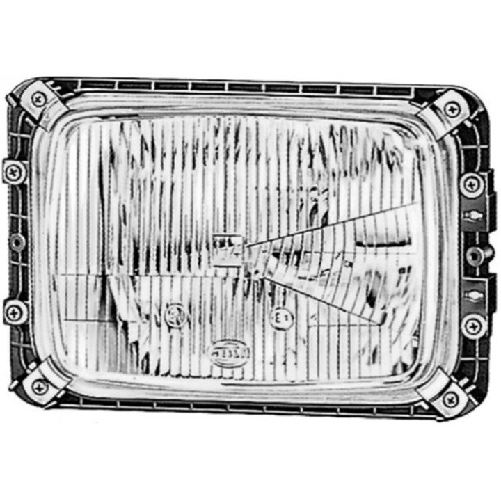 Proiector universal HELLA 1AE 003 440-461, parte montare dreapta, becuri H4, T4W, alimentare 12/24 V, 3 functii luminoase, pentru trafic pe dreapta