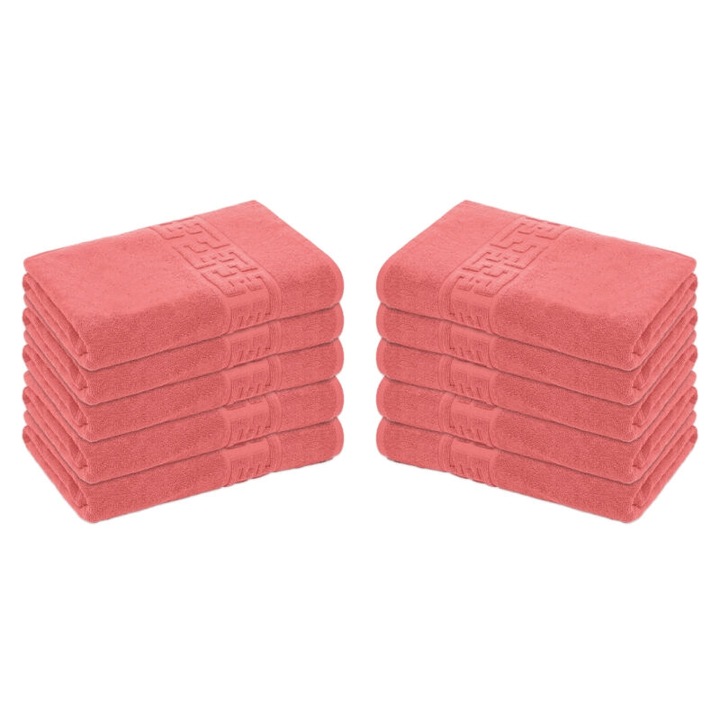 Комплект 10 кърпи за баня, памук, гръцки бордюр, 500g/m², 70x140cm, Corai