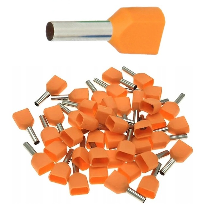 100 darab dupla szigetelésű érvéghüvely készlet, Trytyt, 0.5mm2, 8mm, Narancssárga