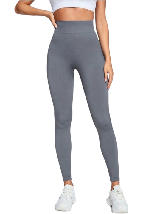 Colanti dama fitness/yoga, StarFashion, model striat, bumbac tetra, gri, Gri