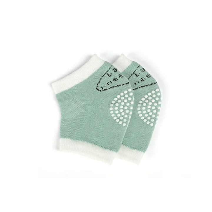 2 db-os csúszásgátló térdvédő készlet 6 hónapos és 3 éves kor közötti gyermekek számára, mérete 12x9 cm, világoszöld, luxer
