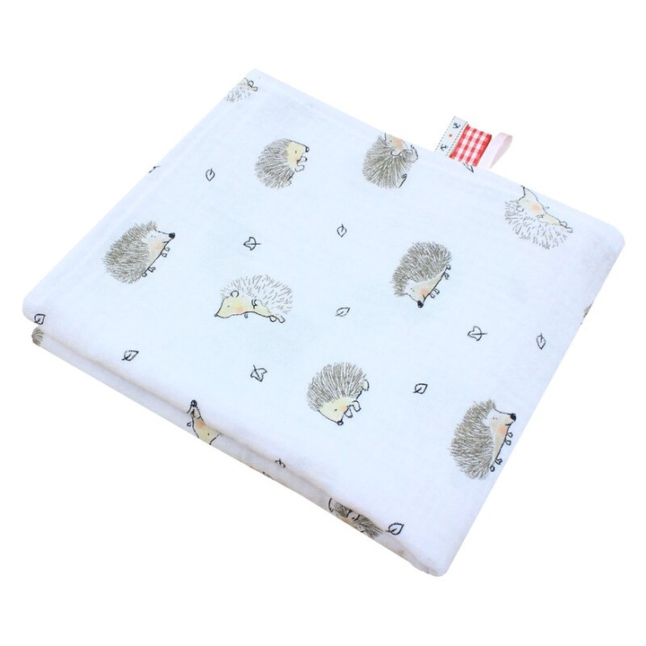 Paturica muselina, Ariciul Sonic, multicolor, 80 x 100 cm