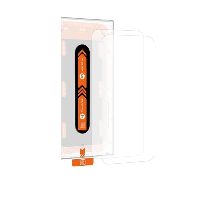 2 üvegfólia készlet rögzítőrendszerrel Mobile Origin Orange Screen Guard kompatibilis iPhone 15 / 15 Pro Clear készülékkel