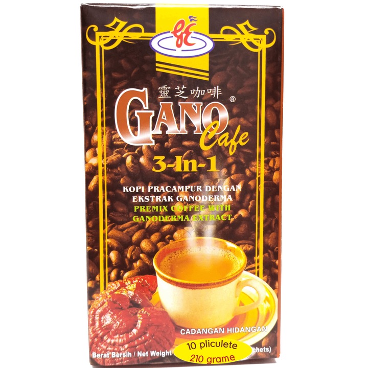 Cafea 3-in-1 GanoCafe cu Cafea neagra, Ganoderma si Frisca vegana, 10plicuri x 21g, Gano Excel
