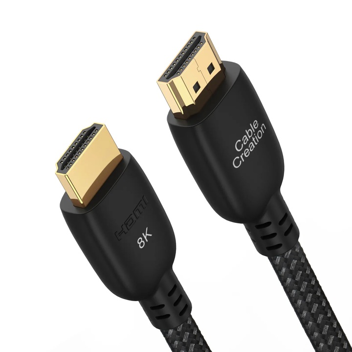 Кабел HDMI 2.1 мъжко към мъжко, сертифициран, CableCreation®, 8K@60HZ, 4K/2K@120Hz, HDR, HDCP 2.2, eARC, 3 метра, черен
