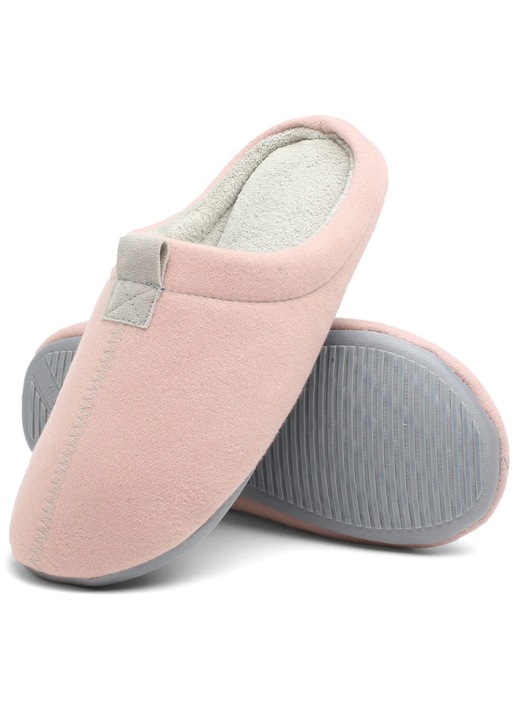 Papuci caldurosi ChayChax, Confortabili, din spuma cu memorie, marimea 38-39, Roz si gri