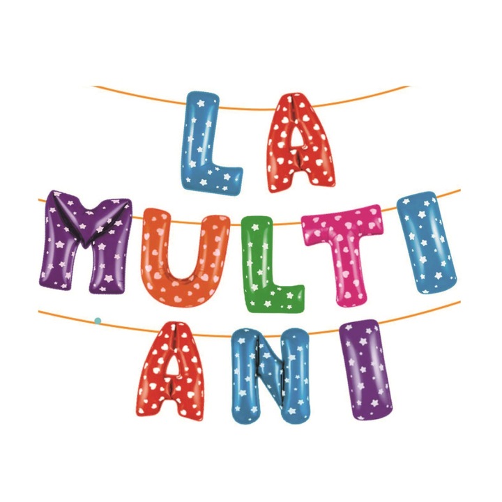 Set ghirlanda baloane multicolor, cu buline, 45 cm, 6 m, la multi ani