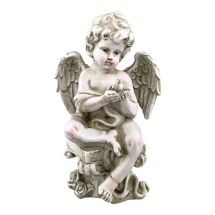 Statueta decorativa, Ingeras cu porumbel, 34 cm, 1746H