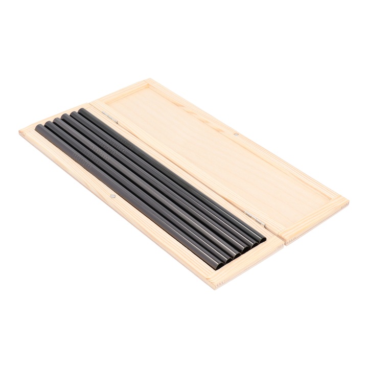 Set 6 Paie Metalice Reutilizabile, Otel Inoxidabil Premium, 8mm (Groase), Cutie Lemn Neagra Cadou, Kit Complet pentru Smoothie, Frappe, Bubble Tea, Cocktail, Curatare Inclusa, Solutie Eco-Friendly Durabila