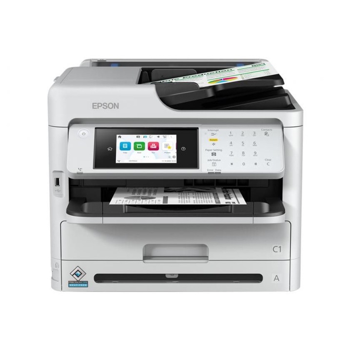 Мултифункционален мастилено-струен монохромен принтер Epson WF-M5899DWF, A4, дуплекс, ADF, USB 2.0, Wi-Fi, 34 ppm