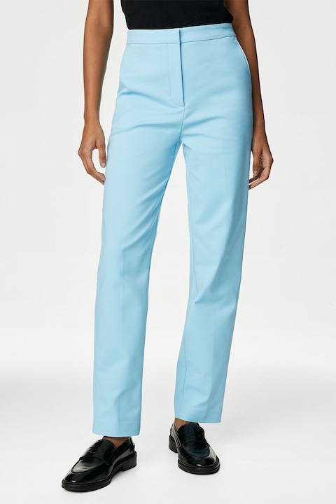 Marks & Spencer, Pantaloni slim fit cu talie inalta, Albastru glaciar