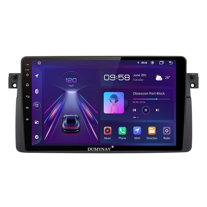 Navigatie android 13-4GB ram-64GB memorie interna dedicata pentru BMW E46-an 1998-2006 carplay android Octa Core cooler ventilatie integrat slot sim 4G rezolutie 1280*720,9inch WI-fi bluetooth integrat