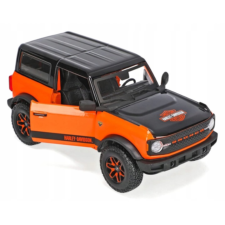 Autó, Maisto, fém/gumi, Ford Bronco Badlands 2021, 8+ év, narancssárga/fekete