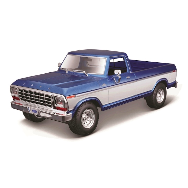 Autó, Maisto Ford F-150 Pickup 1979, Fém / Műanyag / Gumi, 1/18, Fekete/Kék/Ezüst