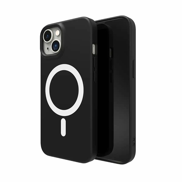 Husa Protectie pentru Apple IPhone 12/ 12 Pro MagSafe Premium Interior Microfibra silicon Negru SprintMag®