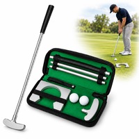 Set de antrenament mini golf, JESWO®, Covor de practica, Design antiderapant, Cu grip confortabil, Durabilitate robustete, Nu se deterioreaza usor, Pentru fanii jucatorilor de gol, Aluminiu, Verde