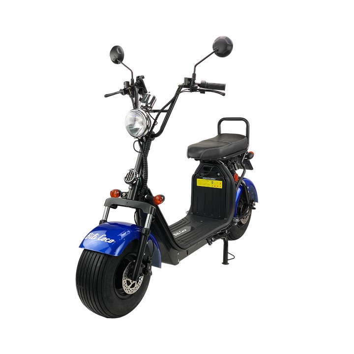 Elektromos robogó, BILI BIKE, 2 ülés, 45 km/h, 60 V, 12 Ah, fekete/kék
