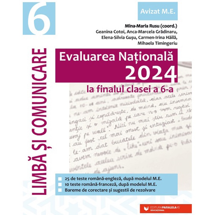 Evaluare nationala 2024. Cls. VI. Limba si comunicare, Mina-Maria Rusu, Geanina Cotoi, Anca-Marcela Gradinaru