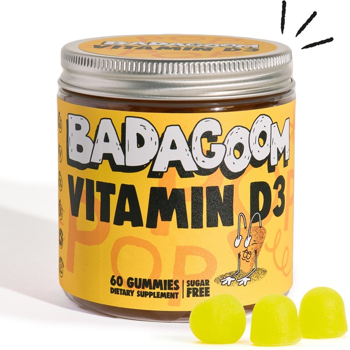 BADAGOOM Vitamina D3 800 UI Jeleuri Gumate Vegane, Fara Zahar, 60 bucati, Gust Lamaie, Fabricat in Germania