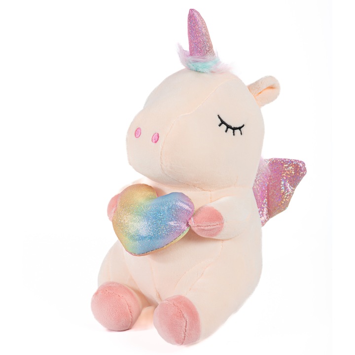 Jucarie Plus Unicorn cu Aripi Roz ROZETTE 25 cm