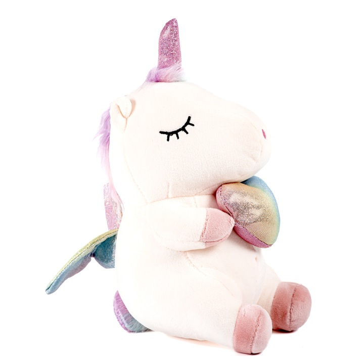 Jucarie Plus Unicorn cu Aripi LUMI 25 cm